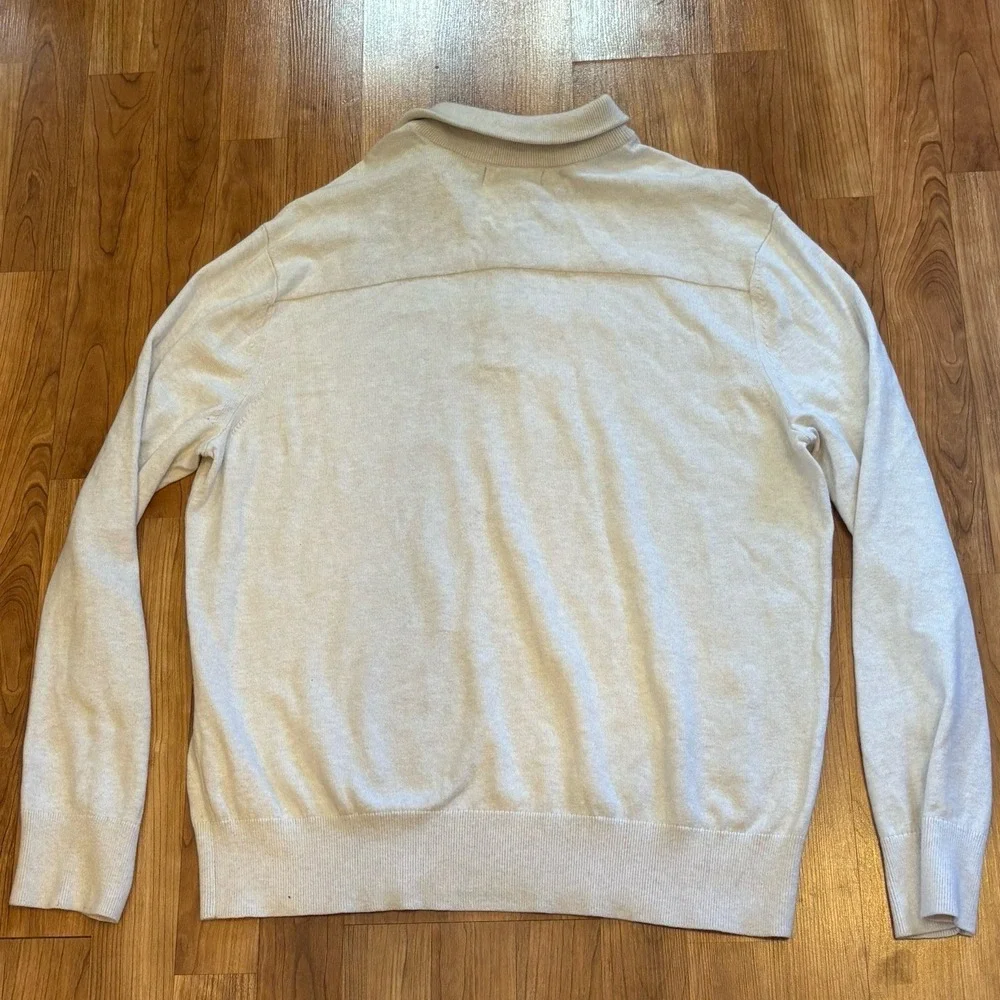 Banana Republic Men's Cotton Cashmere Sweater XL Cream Color Quiet Luxury Cozy